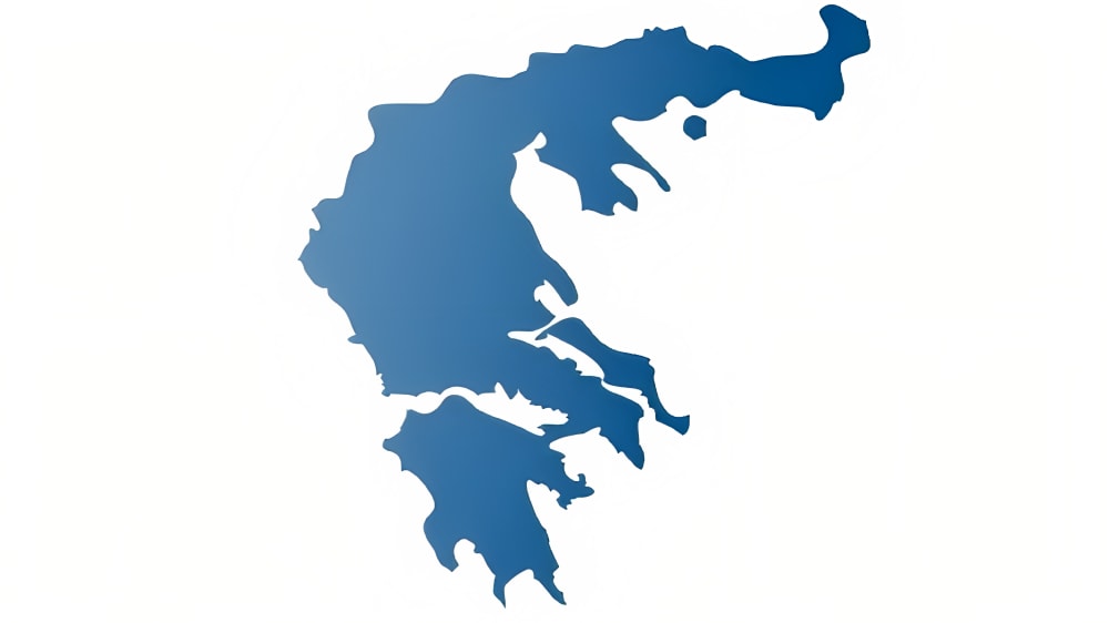 Blue outline on Greece on white background