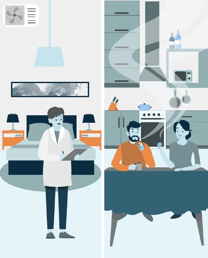 An illustration showcasing measuring indoor air quality at home.