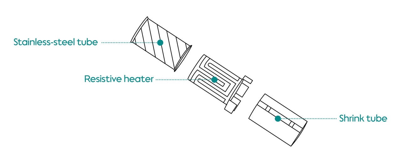 Oven heating system heater exploded view
