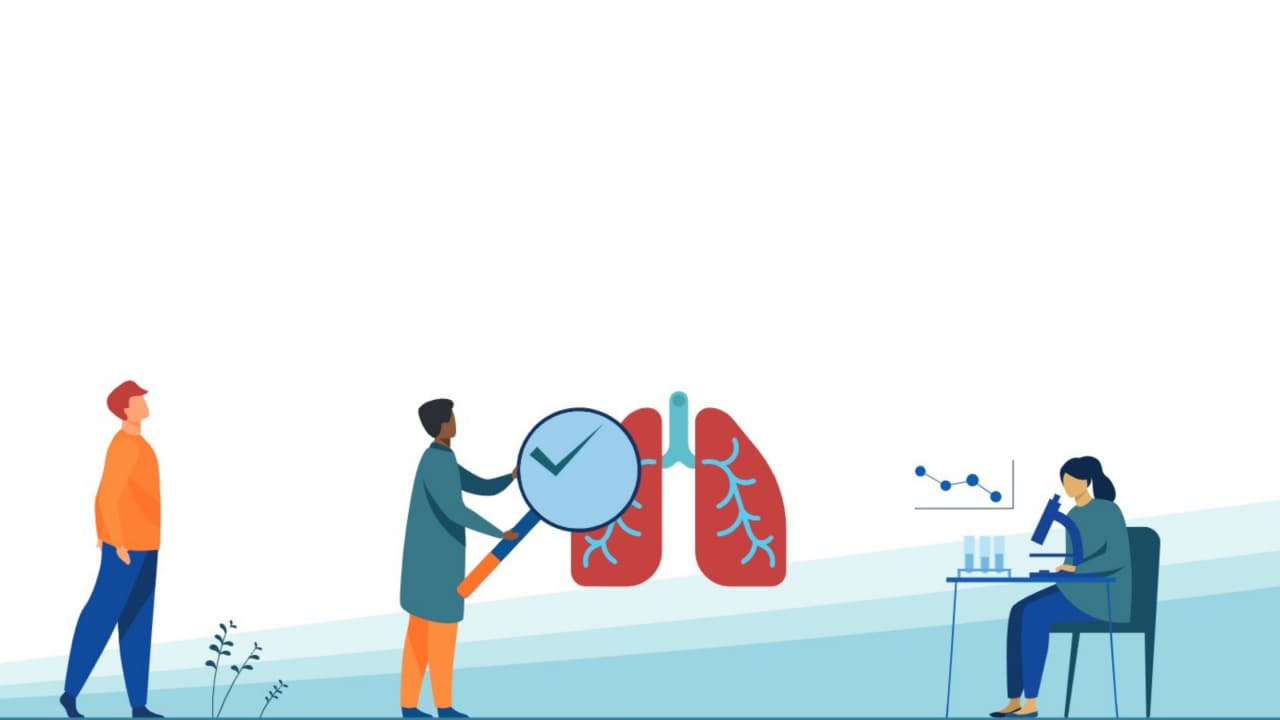 Illustration of scientists and lungs