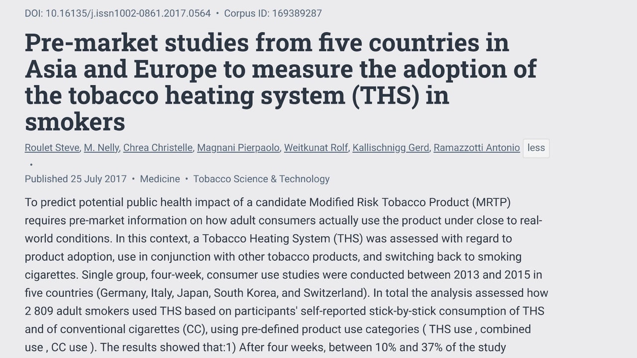 Asia and European countries measured the adoption of the THS in smokers through the studies.