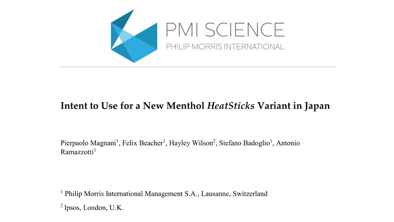 Study about intent to use for a new menthol HeatStick variant in Japan.