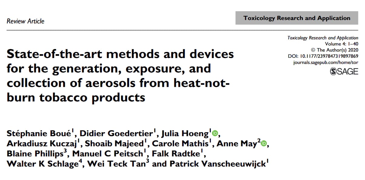 Cover of a publication about methods and devices for the collection of aerosol from HTP