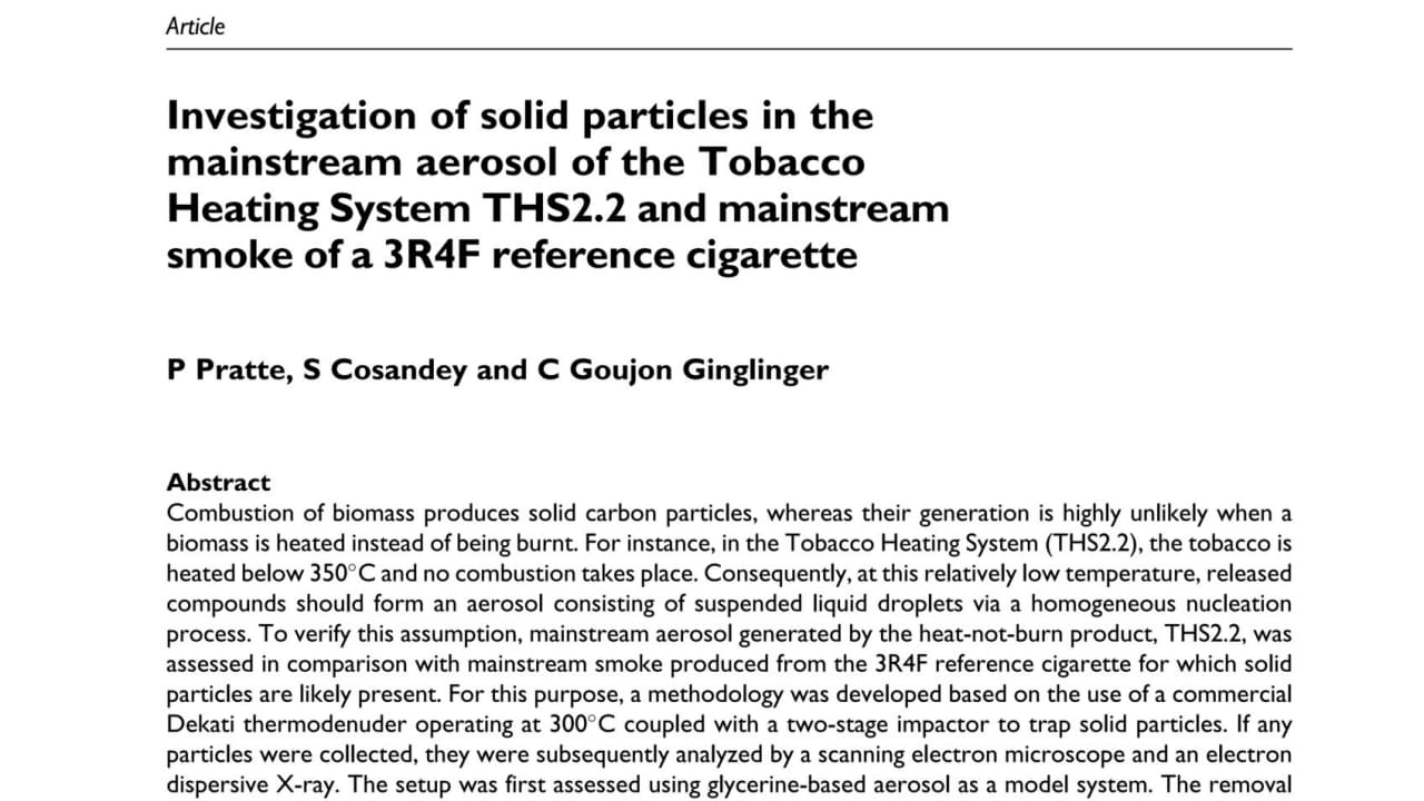 Study about the investigation of particles in aerosol of ths and smoke of a cigarette.